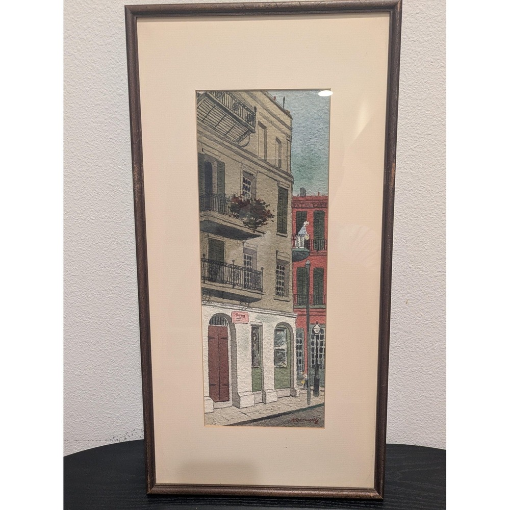 Vintage New Orleans French Quarter Watercolor Painting Signed Kronengold Framed